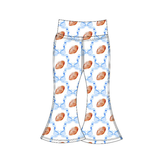 Baby Girls Blue Bow Footballs Plaid Bell Bottom Pants Preorder