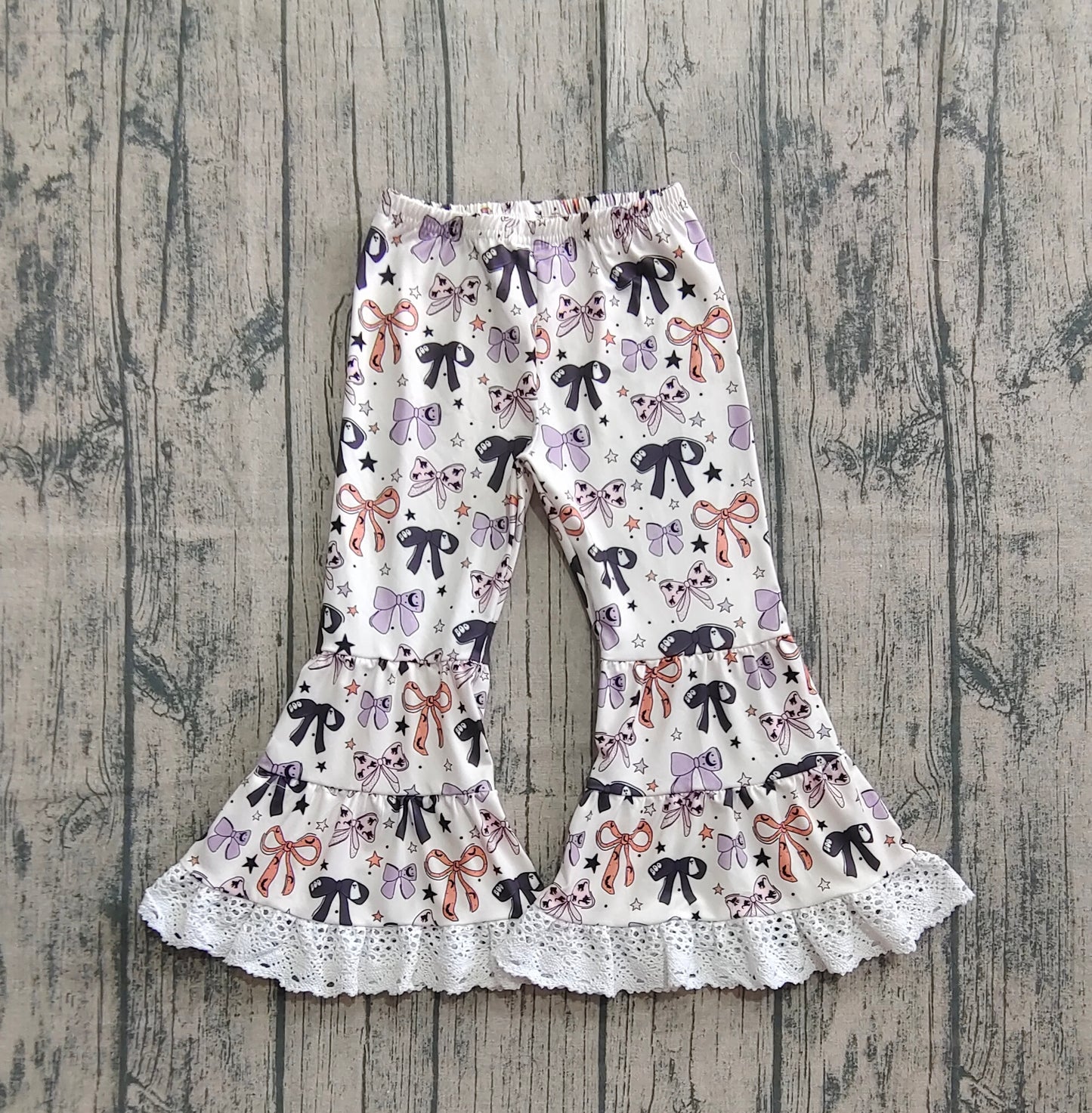 Baby Girls Colorful Bows Stars Plaid Bell Bottom Pants