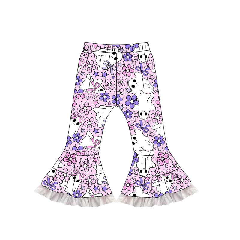 Baby Girls Lavender Flowers Ghosts Bell Bottom Pants Preorder