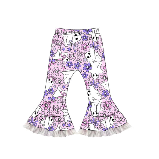 Baby Girls Lavender Flowers Ghosts Bell Bottom Pants Preorder