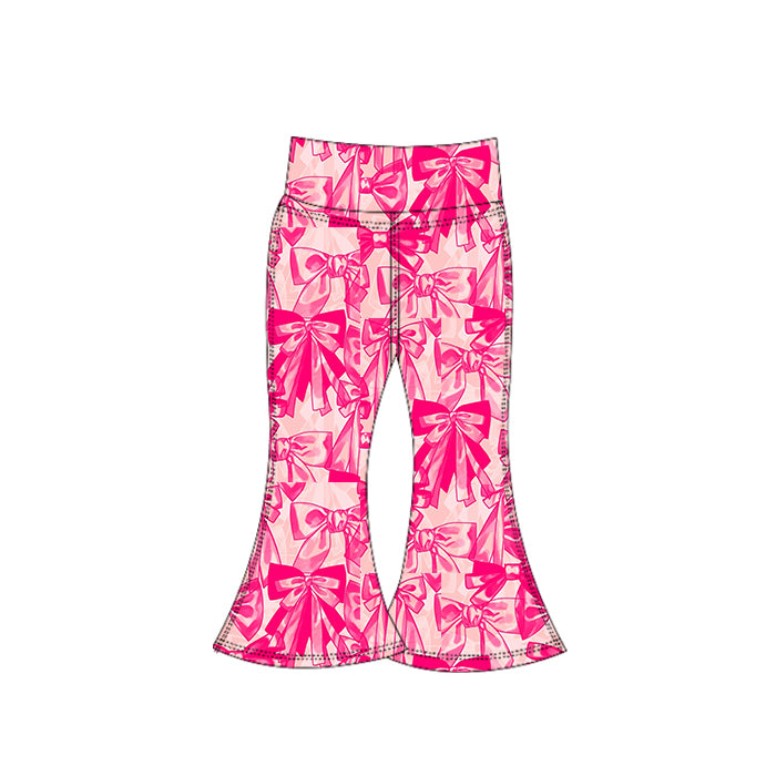 Baby Girls Pink Bows Plaid Bell Bottom Yoga Pant Preorder