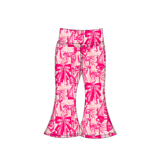 Baby Girls Pink Bows Plaid Bell Bottom Yoga Pant Preorder