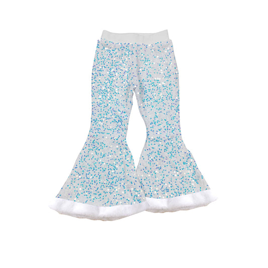 Baby Girls White Sequin Bell Bottom Pants Preorder