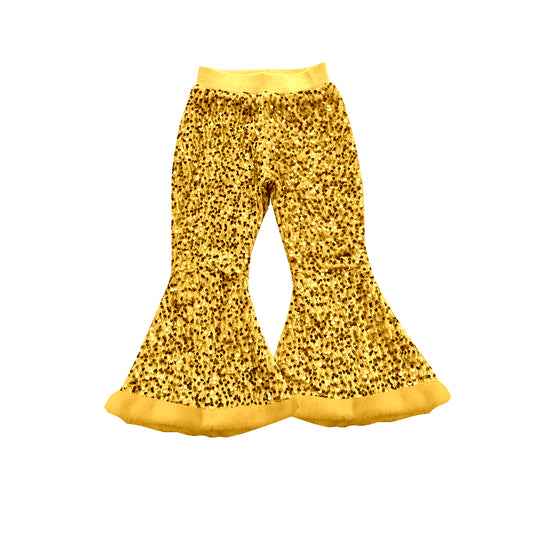 Baby Girls Yellow Sequin Bell Bottom Pants Preorder