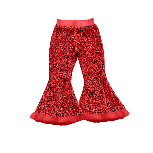 Baby Girls Red Sequin Bell Bottom Pants Preorder