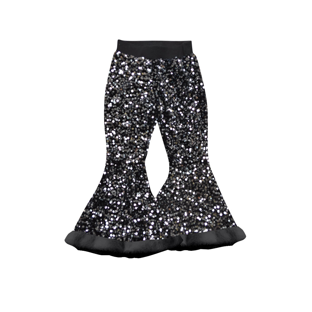 Baby Girls Black Sequin Bell Bottom Pants Preorder