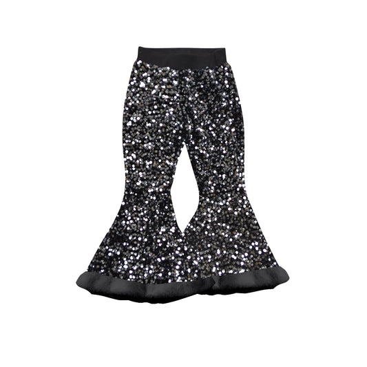 Baby Girls Black Sequin Bell Bottom Pants Preorder