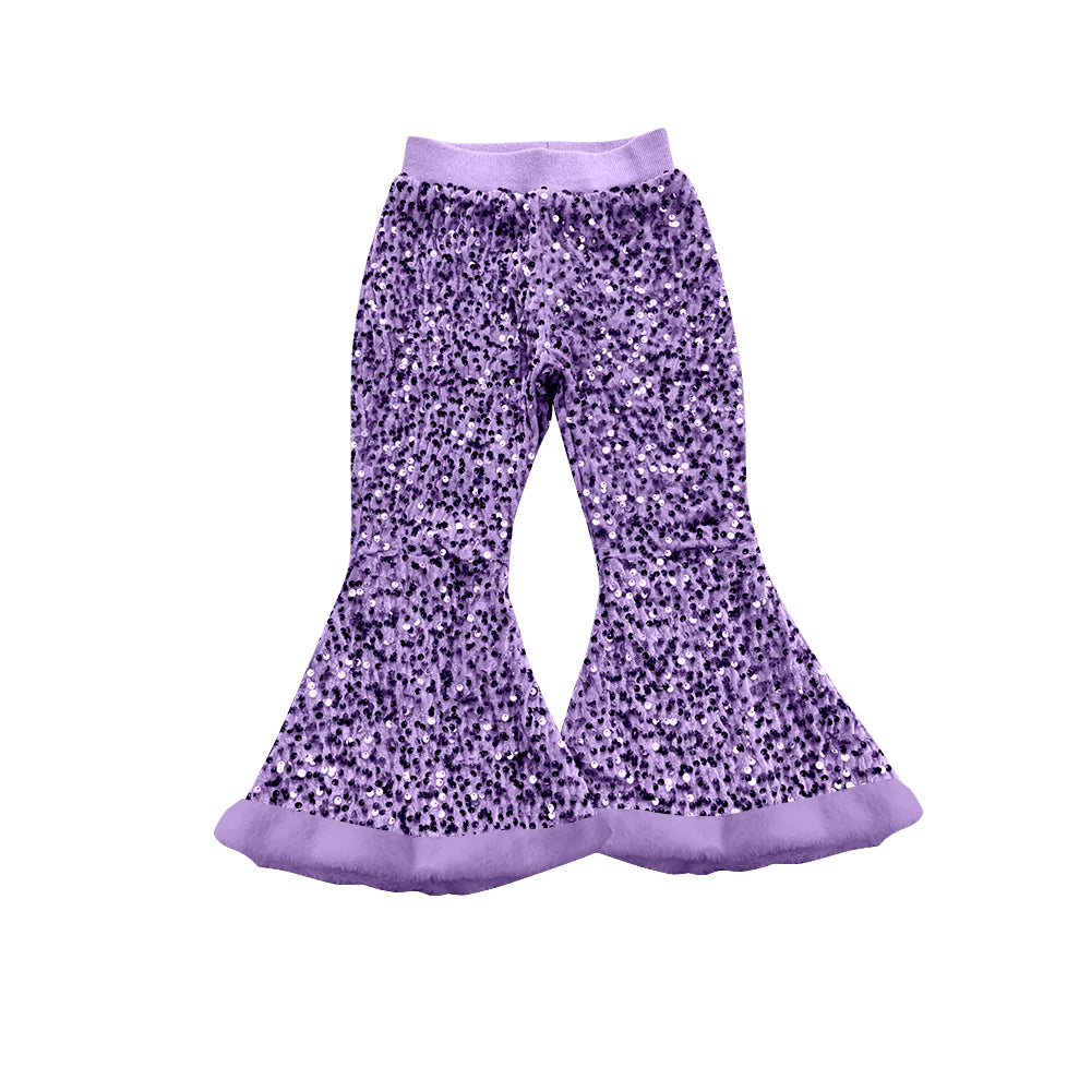 Baby Girls Lavender Sequin Bell Bottom Pants Preorder