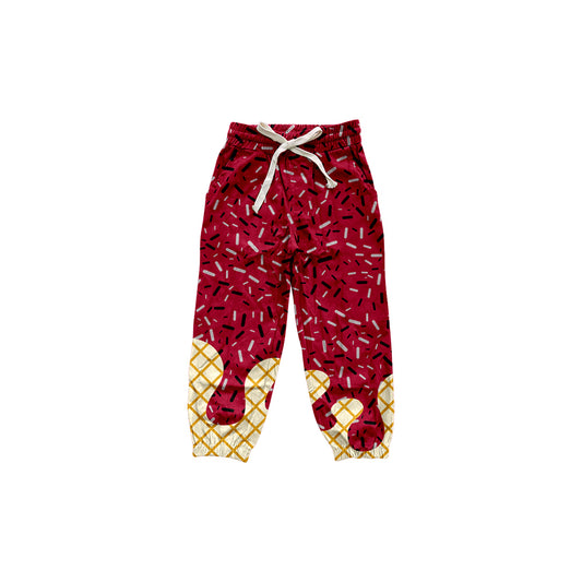 Baby Girls Dark Red Drip Team Pockets Yoga Pant Preorder