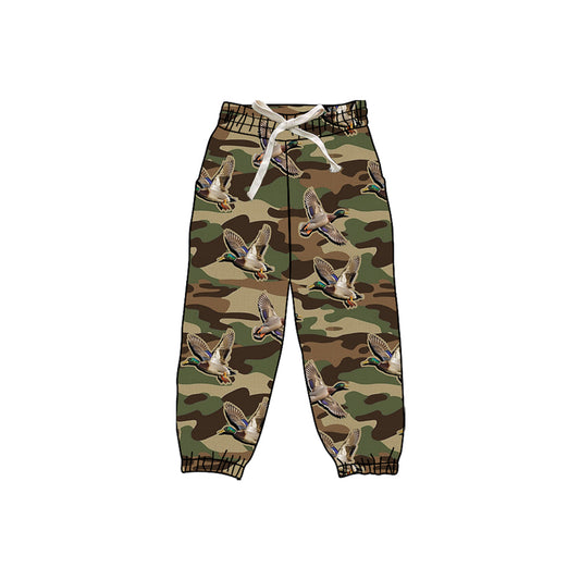 Baby Girls Olive Brown Camo Ducks Yoga Jogger Pants Preorder