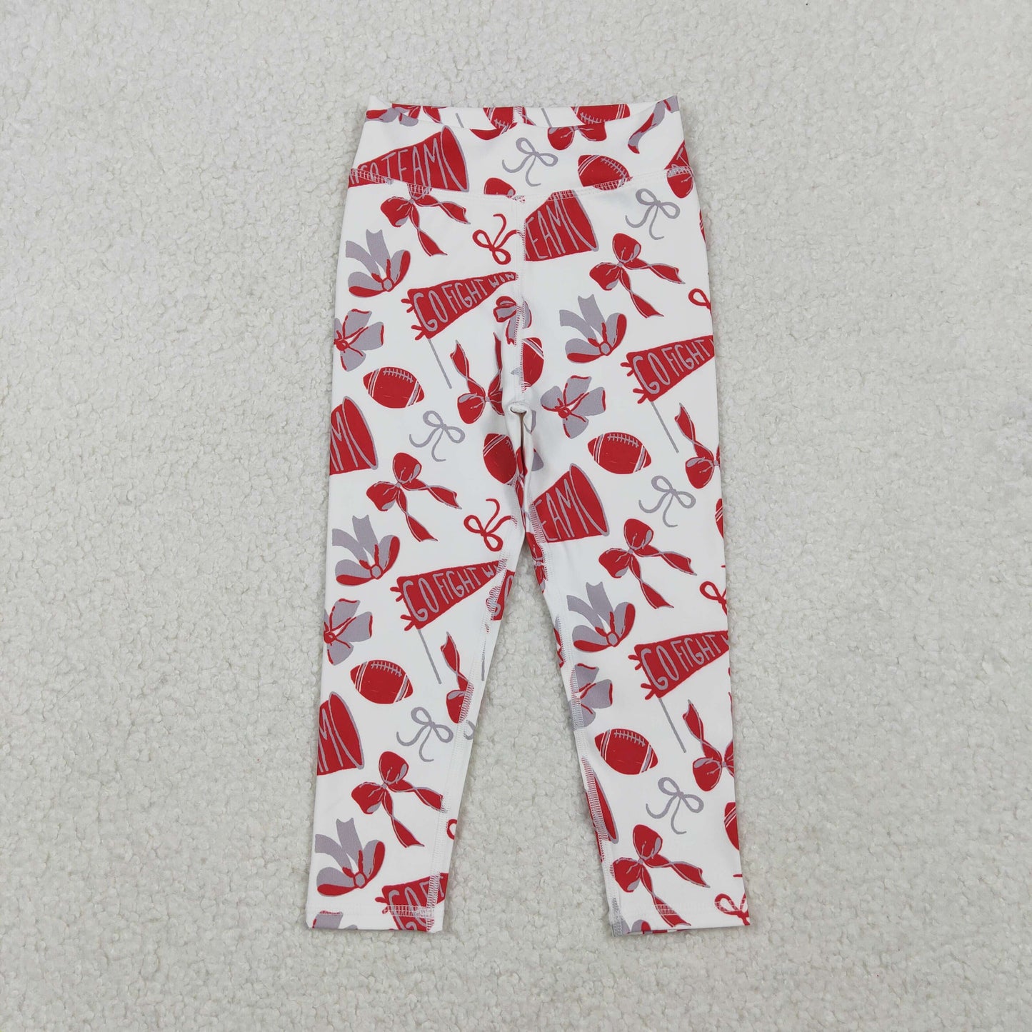 Baby Girls Red Bows Footballs Go Team Yoga Active Legging Pants Bottom