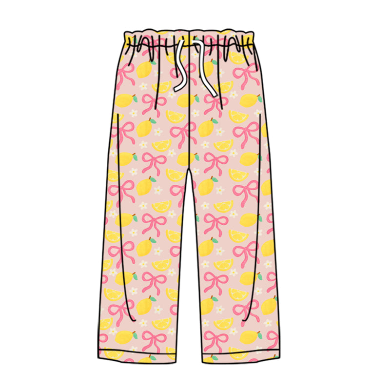 Adult Women Bows Lemons Flowers Pants With Belt Preorder