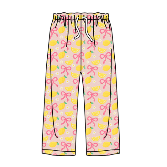 Adult Women Bows Lemons Flowers Pants With Belt Preorder