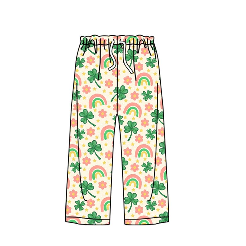 Adult Women Clovers Flowers St Patrick Pants With Belt Preorder