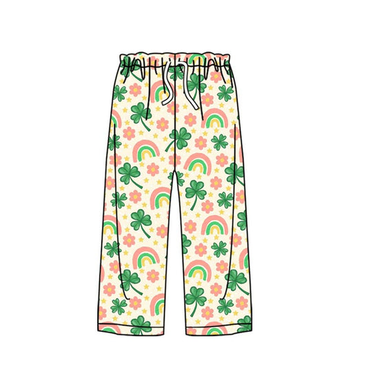 Adult Women Clovers Flowers St Patrick Pants With Belt Preorder
