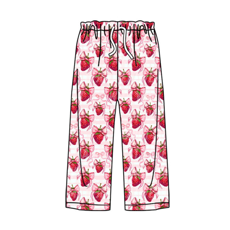 Adult Women Bows Strawberry Stripes Valentine Pants With Belt Preorder