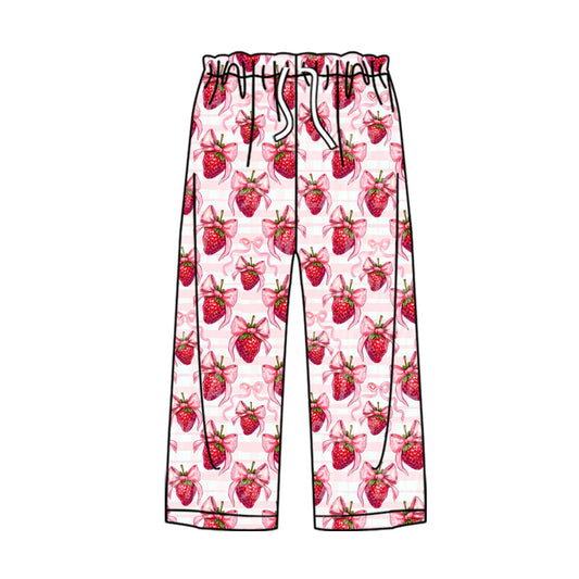 Adult Women Bows Strawberry Stripes Valentine Pants With Belt Preorder