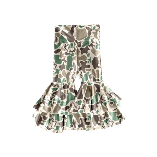 Baby Girls Khaki Green Deer Camo Yoga Bell Bottom Pants Preorder
