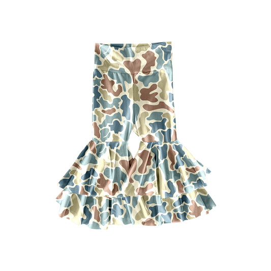 Baby Girls Yellow Blue Camo Yoga Bell Bottom Pants Preorder