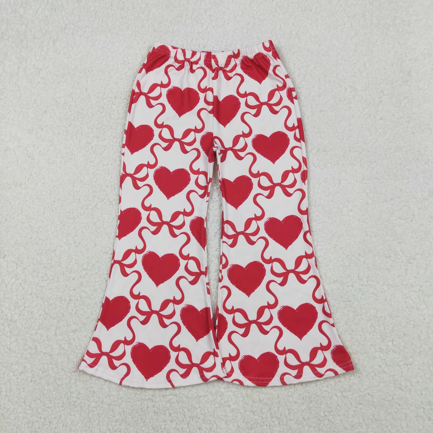 Sibling Baby Girls Bows Hearts Valentine Flare Pants Bottom