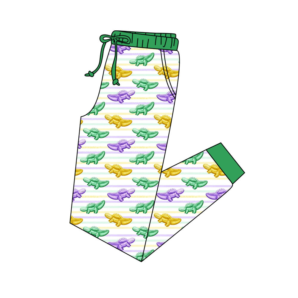 Adult Women Mardigras Stripes Crocodiles Pockets Jogger Pants Preorder