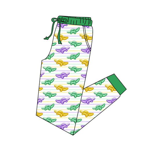 Adult Women Mardigras Stripes Crocodiles Pockets Jogger Pants Preorder