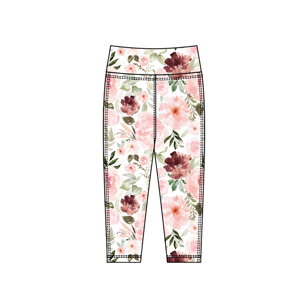 Baby Girls Pink Flowers Yoga Leggings Pants Bottom Preorder