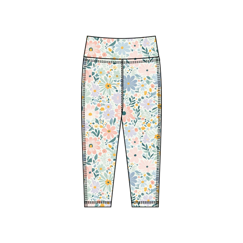 Baby Girls Blue Pink Flowers Yoga Leggings Pants Bottom Preorder
