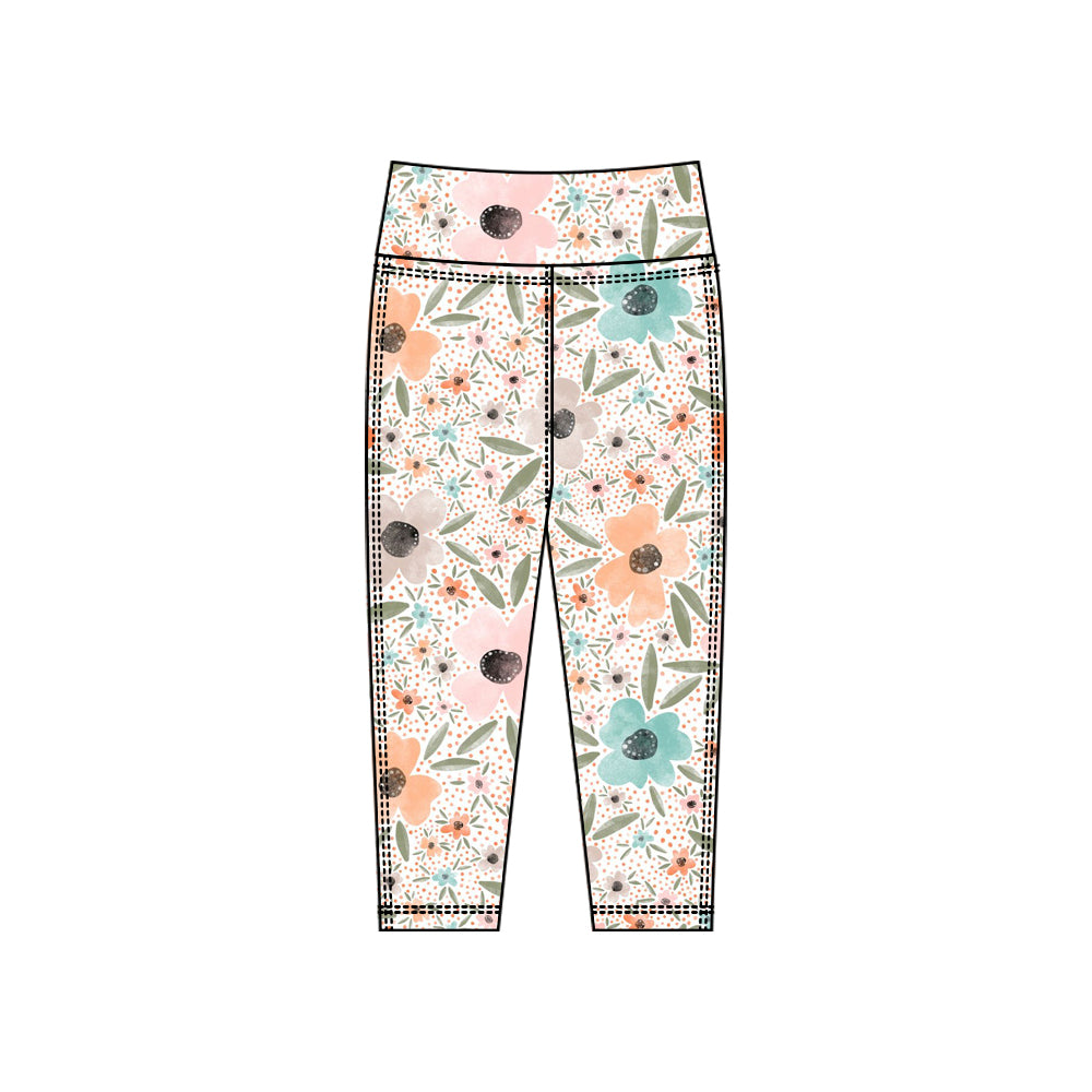 Baby Girls Blue Pink Flowers Yoga Leggings Pants Bottom Preorder