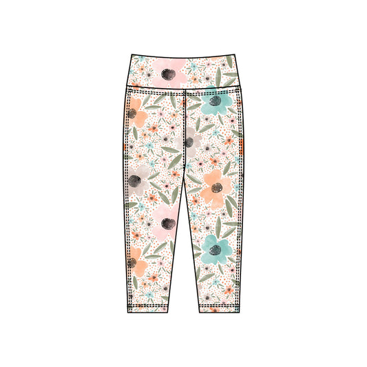 Baby Girls Blue Pink Flowers Yoga Leggings Pants Bottom Preorder