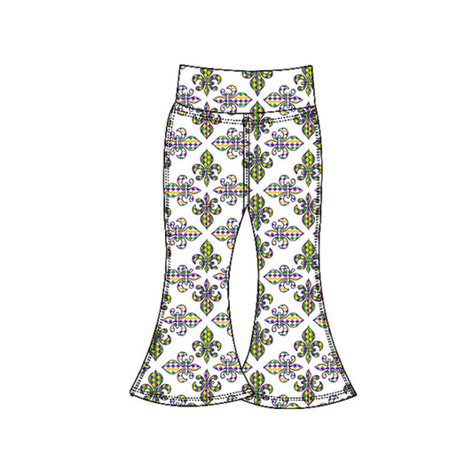 Baby Girls Mardigras Anchors Plaid Yoga Bell Bottom Pants Preorder
