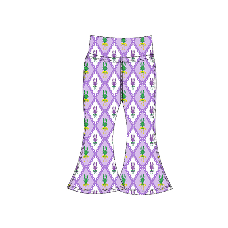 Baby Girls Mardigras Crayfishes Checked Yoga Bell Bottom Pants Preorder