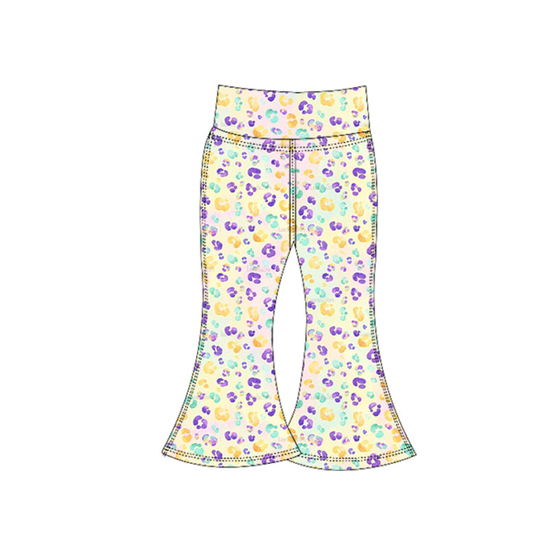 Baby Girls Mardigras Leopard Yoga Bell Bottom Pants Preorder