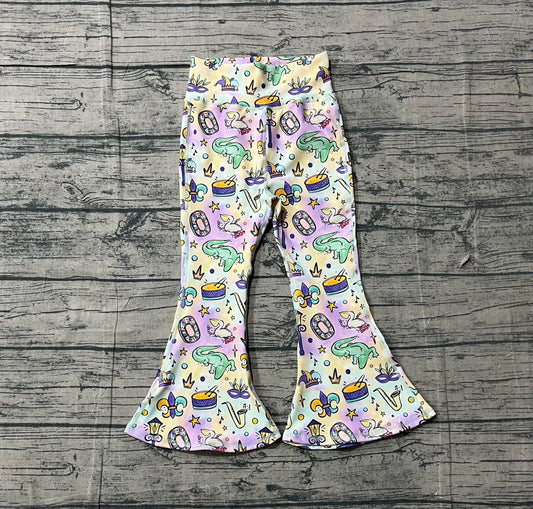 Baby Girls Mardigras Anchors Crocodiles Yoga Active Bell Bottom Pants