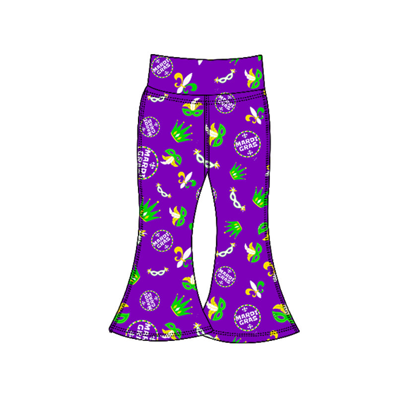 Baby Girls Mardigras Anchors Masks Yoga Bell Bottom Pants Preorder