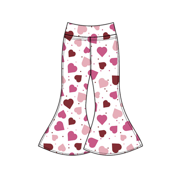 Baby Girls Pink Hearts Polka Dots Yoga Bell Bottom Pants Preorder