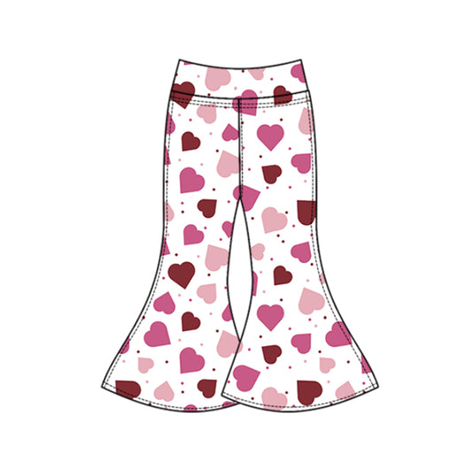 Baby Girls Pink Hearts Polka Dots Yoga Bell Bottom Pants Preorder