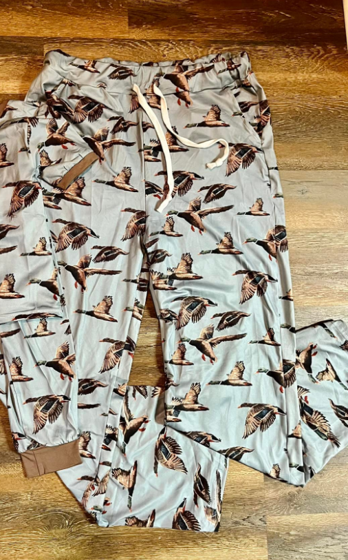 Adult Men Ducks Plaid Pockets Hunting Jogger Pants Bottom Preorder