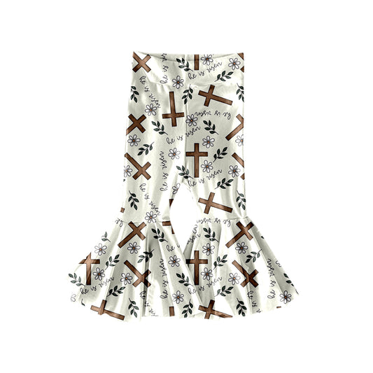 Baby Girls Crosses He is Risen Easter Bell Bottom Pants Preorder