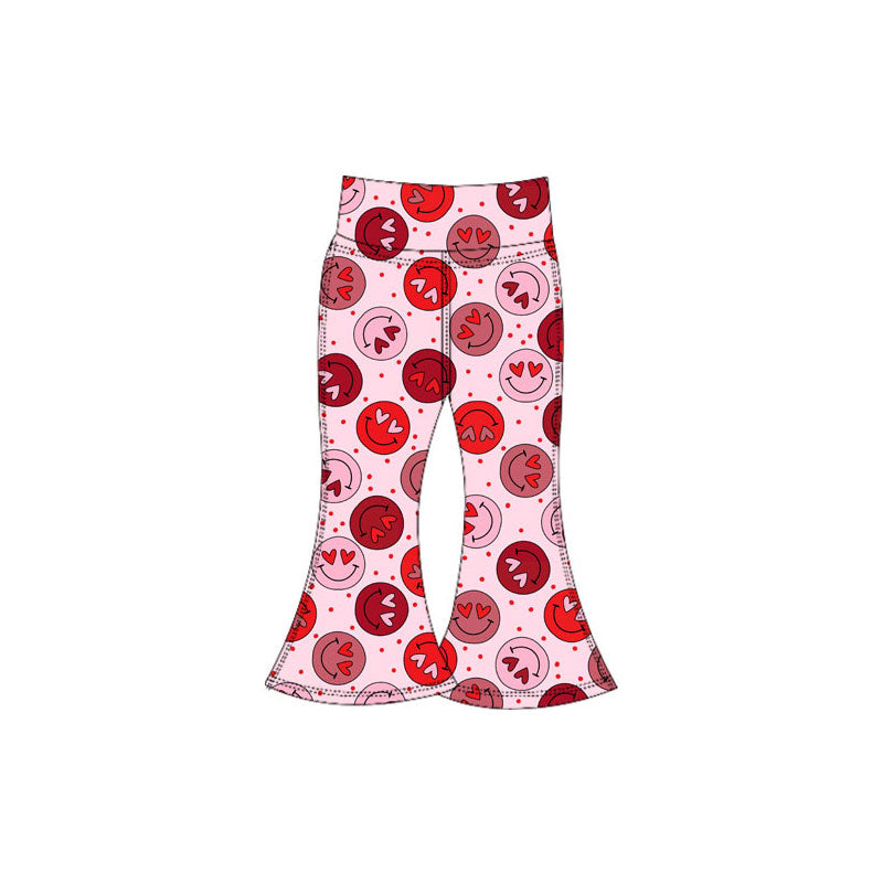 Baby Girls Heart Smiles Valentine Yoga Bell Bottom Pants Preorder
