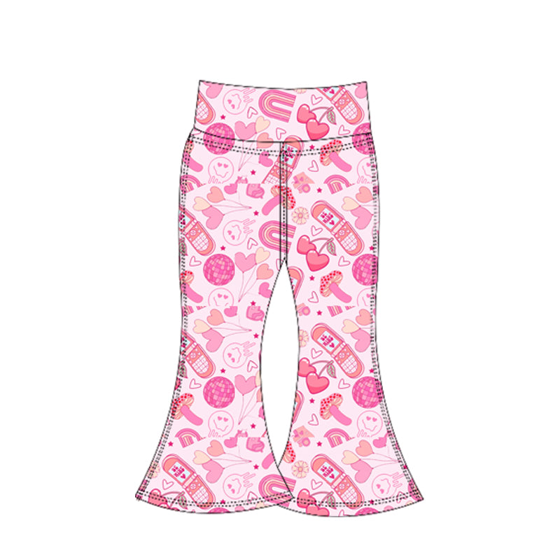 Baby Girls Hearts Balloons Valentine Yoga Bell Bottom Pants Preorder