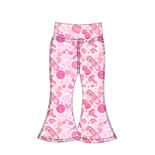 Baby Girls Hearts Balloons Valentine Yoga Bell Bottom Pants Preorder