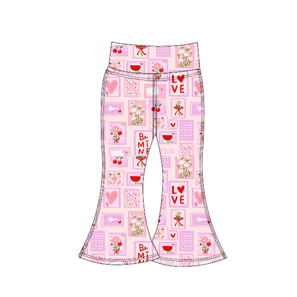 Baby Girls Flowers Checked Valentine Yoga Bell Bottom Pants Preorder