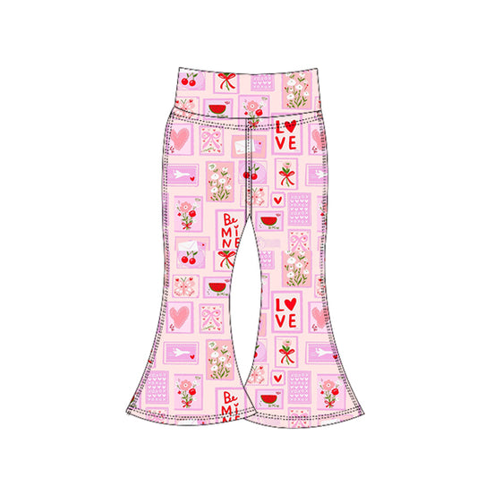 Baby Girls Flowers Checked Valentine Yoga Bell Bottom Pants Preorder