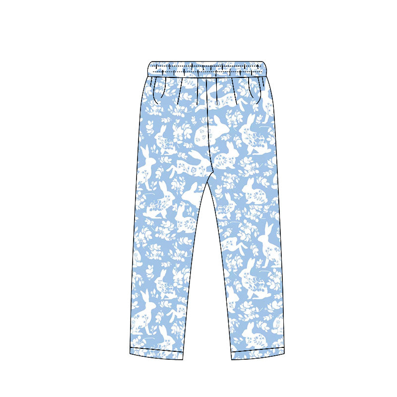 Baby Girls Blue Flowers Rabbits Easter Legging Pants Bottoms Preorder