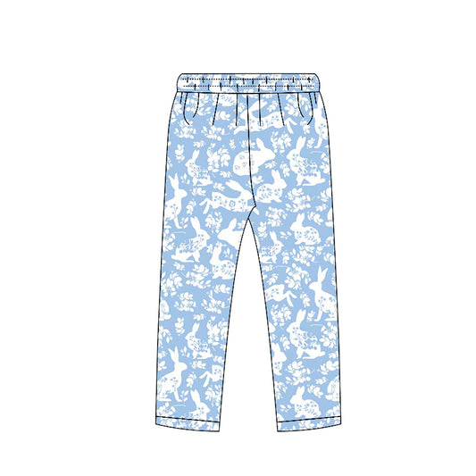 Baby Girls Blue Flowers Rabbits Easter Legging Pants Bottoms Preorder