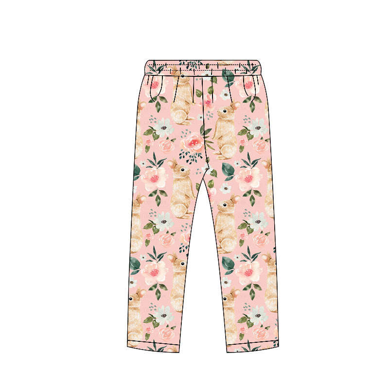Baby Girls Pink Flowers Rabbits Easter Legging Pants Bottoms Preorder