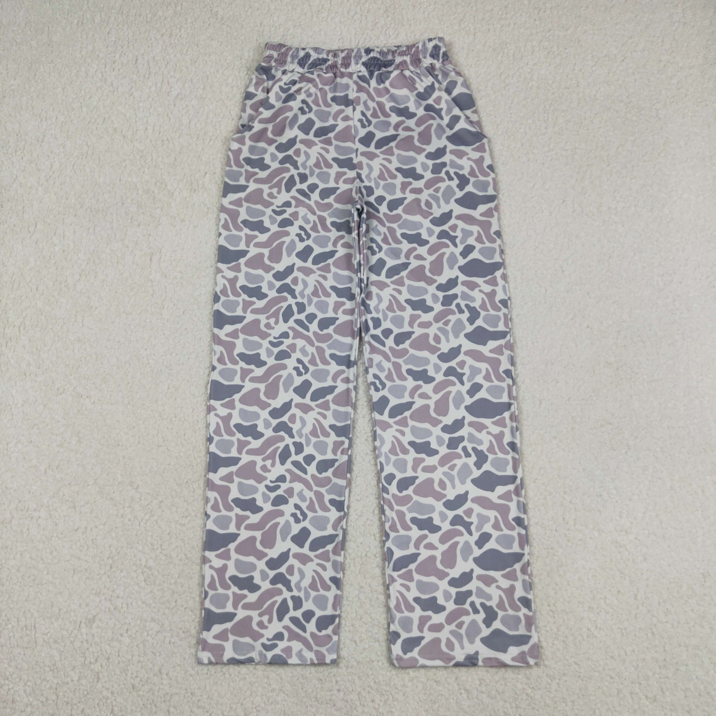 Adult Women Southern Light Grey Camo Pockets Straight Pants Bottom