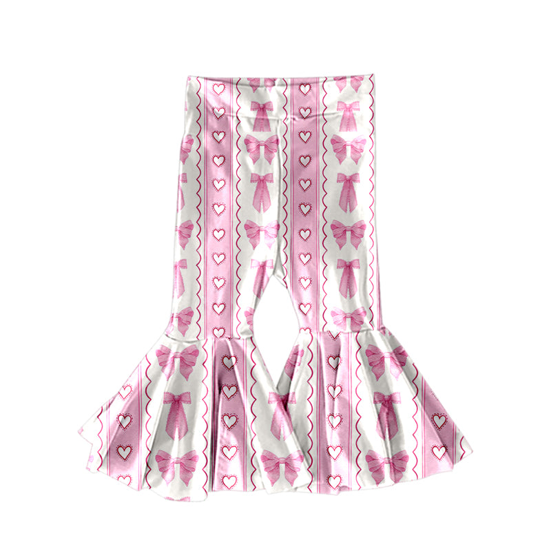 Baby Girls Hearts Bows Stripe Valentines Bell Bottom Pants Bottom Preorder