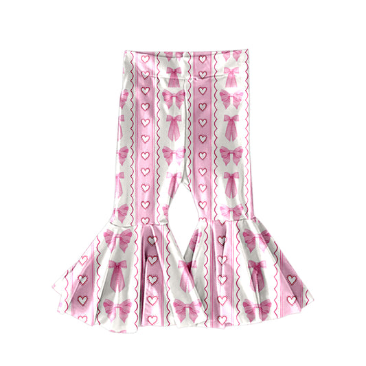 Baby Girls Hearts Bows Stripe Valentines Bell Bottom Pants Bottom Preorder